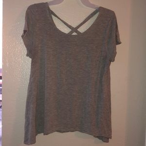 Gray criss cross back top